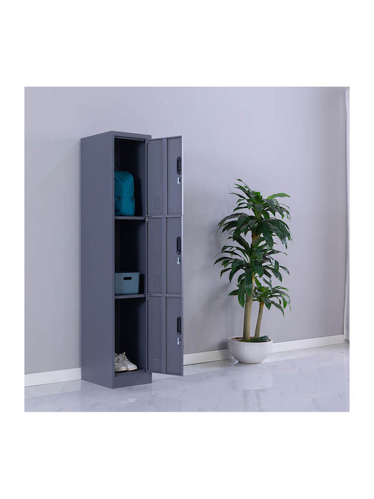 Dulap Metalic cu 3 Dulapuri Antracit Checkmate 38x45x180cm