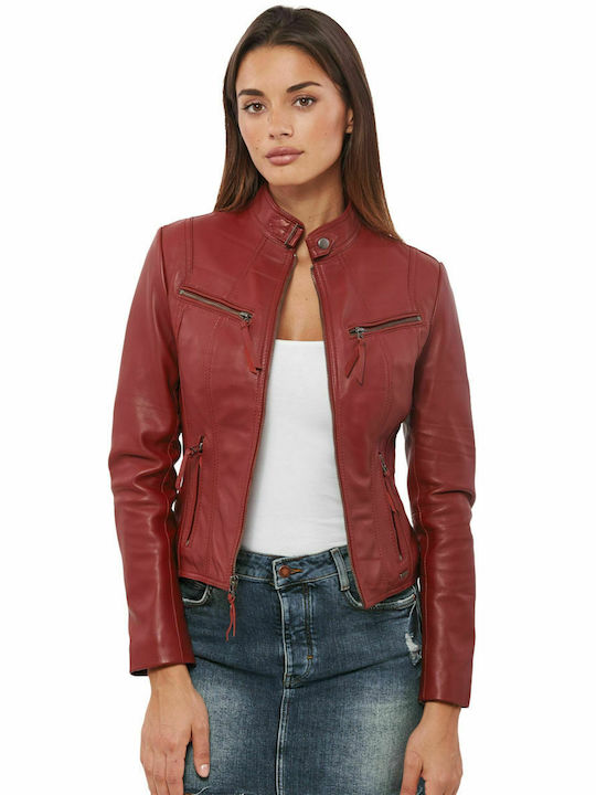 NEPHELE SHEEP RED - AUTHENTIC WOMEN'S RED LEATHER JACKET
