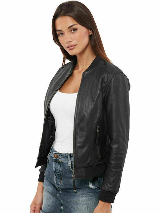 NIOVI BUFFALO BLACK - AUTHENTIC WOMEN'S BLACK LEATHER JACKET