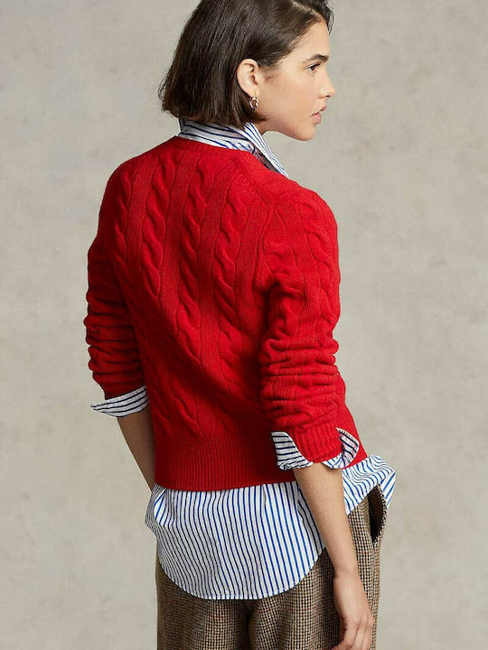 Ralph Lauren Γυναικεία Πλεκτή Ζακέτα σε Κόκκινο Χρώμα