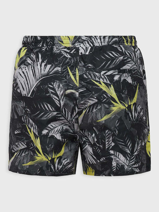 Men's Swimwear Shorts Black and Yellow Floral