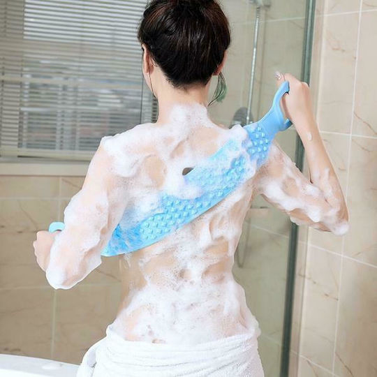 GlobalExpress Bath Towel Silica Gel Sponge for the Back & for Exfoliation Blue 1pcs