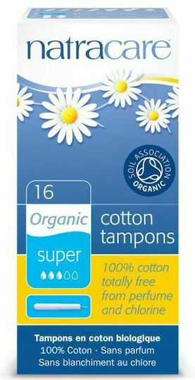 Natracare Tampons Organic Cotton with Applicator for Heavy Flow 16pcs