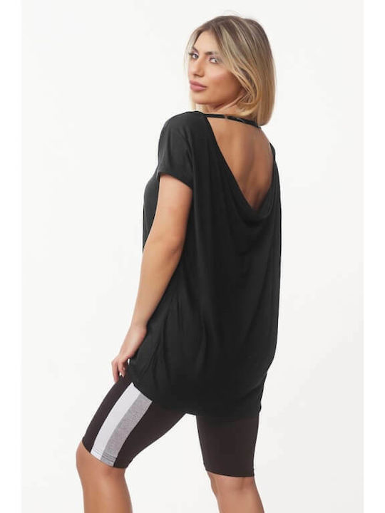 Damenbluse Kurzärmelig Schwarz