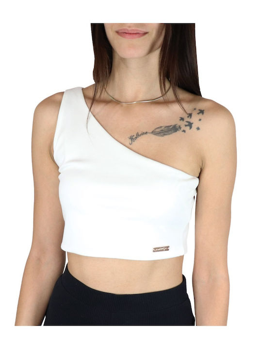 Women's Summer Crop Top Cotton with One Shoulder White