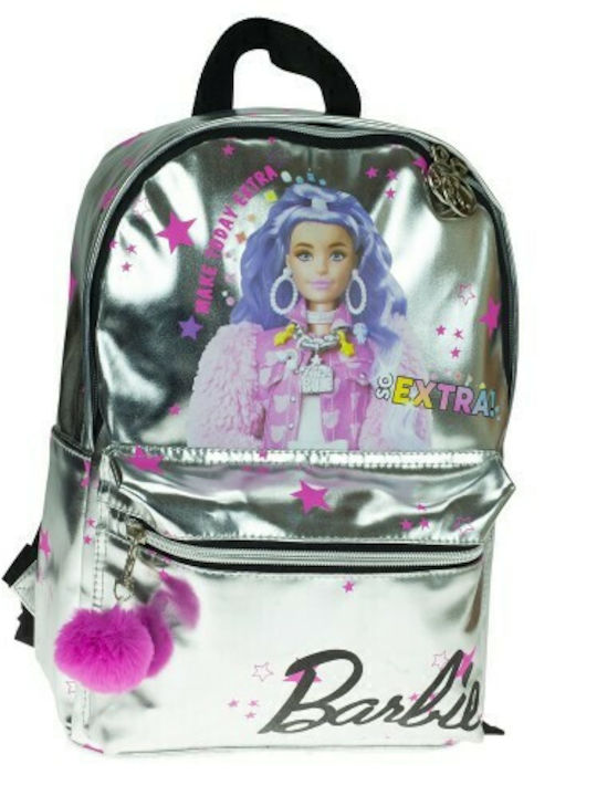 Gim Barbie Silver Metallics School Bag Backpack Elementary, Elementary Silver with Water Bottle Holder 25Liters