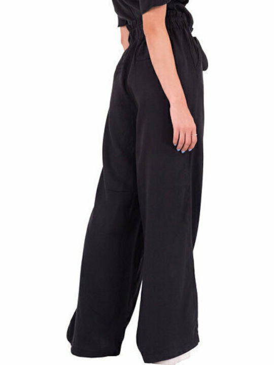 Women's High Waist Pantaloons in Paperbag Fit Black