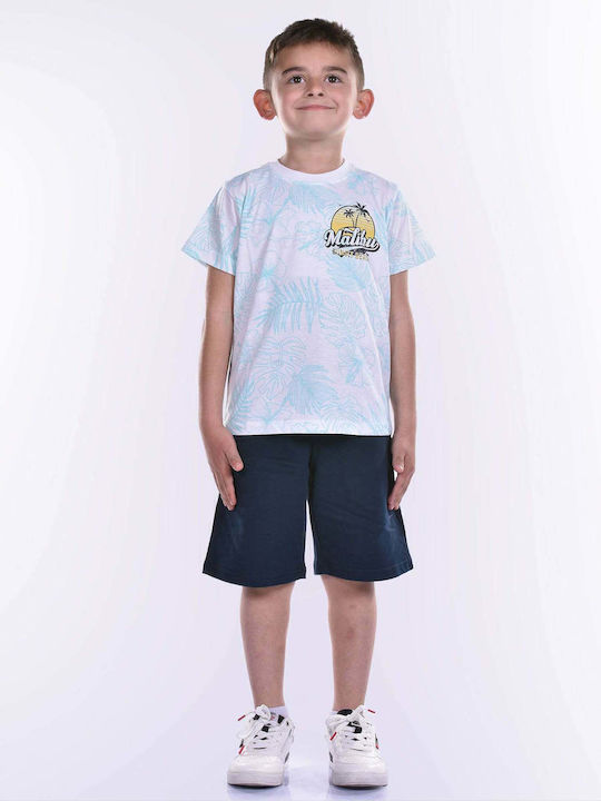 Nek Kids Wear Kids Set with Shorts Summer 2pcs White