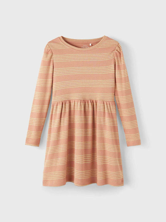 Name It Kids Dress Striped Long Sleeve Pink