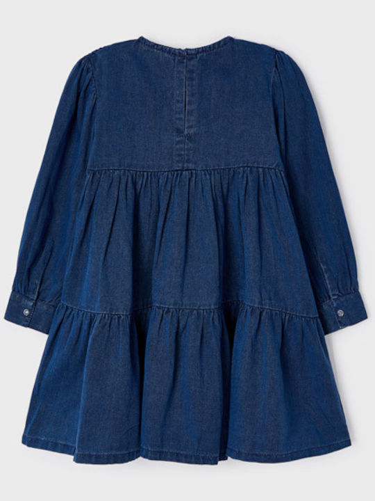 Children's Dress Long Sleeve Denim Blue