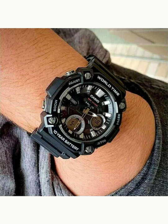Casio Analog/Digital Men's Watch Battery with Black Rubber Strap