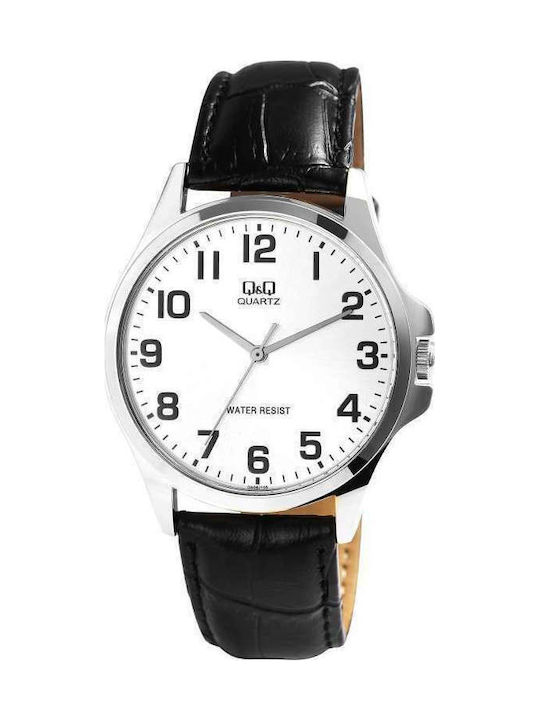 Q&Q Men's Watch 39mm Battery with Black Leather Strap