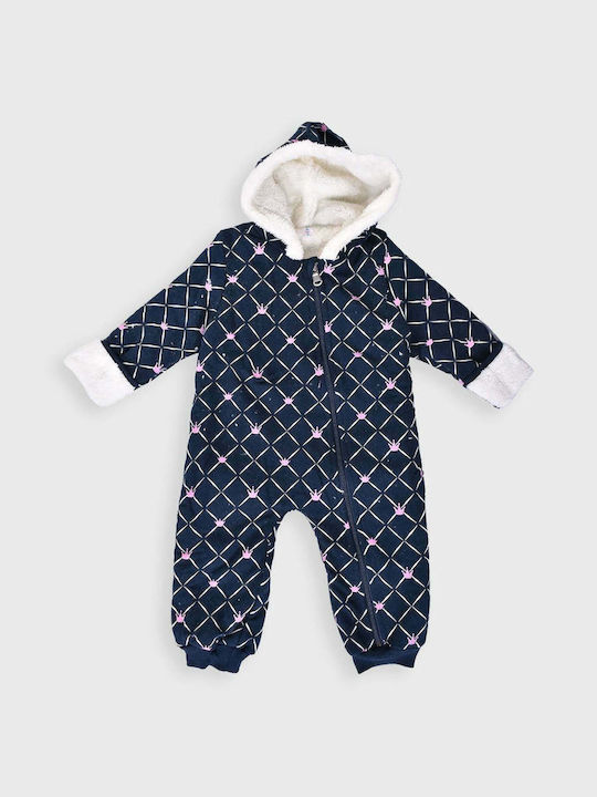 Dreams by Joyce Crowns Baby Bodysuit Set for Outing Long-Sleeved Navy Blue