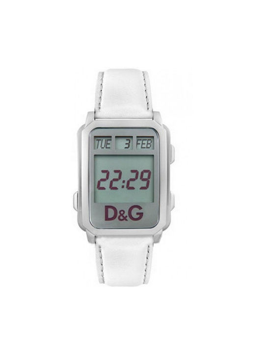 Dolce & Gabbana Digital Watch Chronograph with White Leather Strap