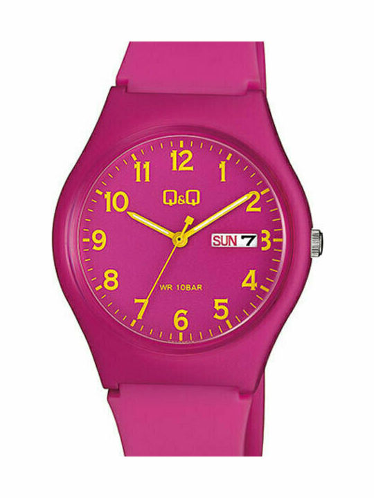 Q&Q Women's Watch with Fuchsia Rubber Strap