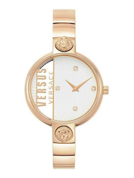 Versus by Versace Rue Denoyez Γυναικείο Ρολόι 34mm Μπαταρίας με Ροζ Χρυσό Μεταλλικό Μπρασελέ