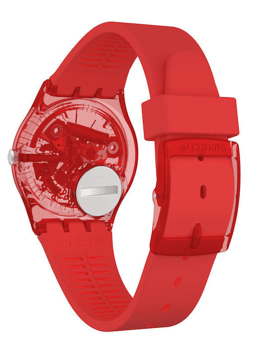 Swatch Rosso Bianco Damen Uhr mit Rot Kautschukarmband