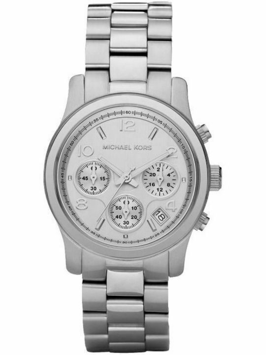 Michael Kors Runway Γυναικείο Ρολόι 38mm Χρονογράφος Μπαταρίας με Ασημί Μεταλλικό Μπρασελέ