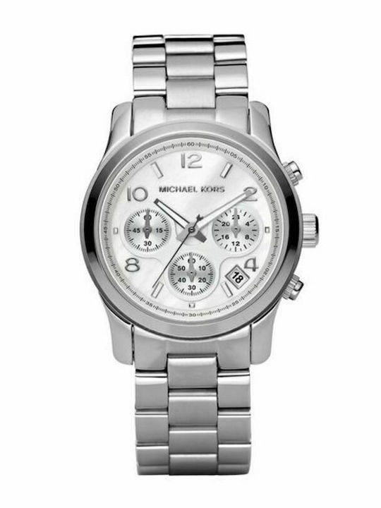 Michael Kors Runway Γυναικείο Ρολόι 38mm Χρονογράφος Μπαταρίας με Ασημί Μεταλλικό Μπρασελέ