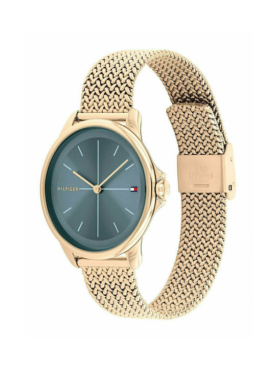 Tommy Hilfiger Uhr mit Gold Metallarmband