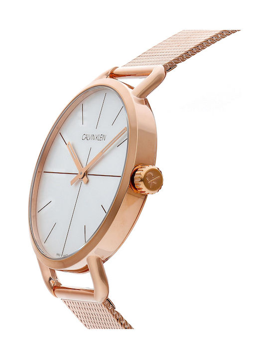 Calvin Klein Even Γυναικείο Ρολόι 38mm Μπαταρίας με Ροζ Χρυσό Μεταλλικό Μπρασελέ