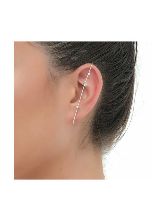 Oxzen Γυναικεία Σκουλαρίκια Ear Climbers από Ασήμι Με Πέτρες