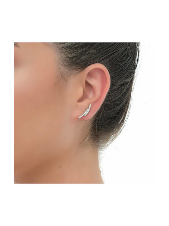 Oxzen Cercei Ear Climbers din Argintiu cu Pietre