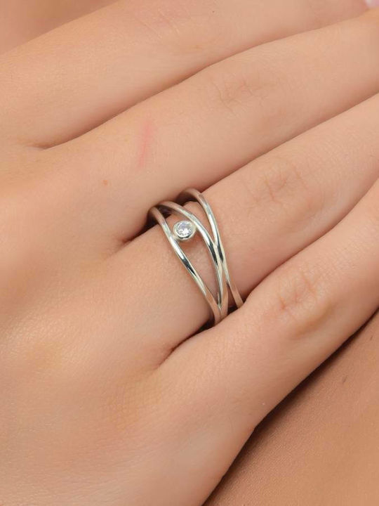 Oxzen Damen Ring mit Zirkonia aus Silber