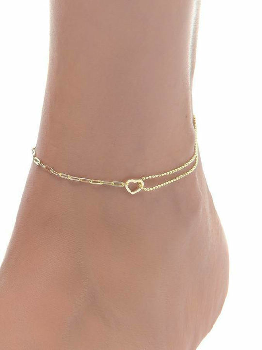 Oxzen Women's Bracelet Anklet Chain with design Heart made of Silver Gold Plated