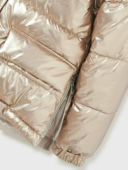Kids' Quilted Jacket Short Double Sided with Hood Gold
