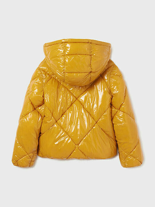Kids' Quilted Jacket Short with Lining & Hood Brown