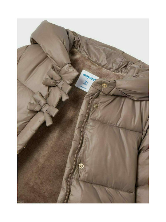 Mayoral Kids Quilted Jacket short Hooded Brown