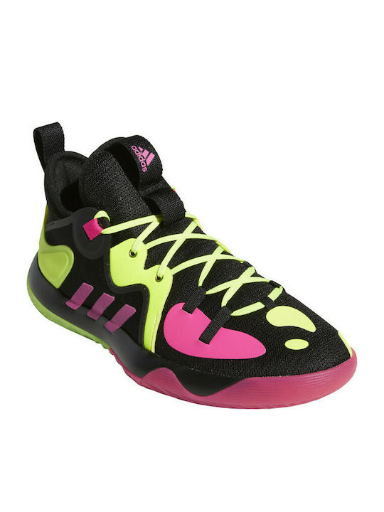 Adidas Harden Stepback 2.0 Χαμηλά Μπασκετικά Παπούτσια Core Black / Shock Pink / Team Solar Yellow