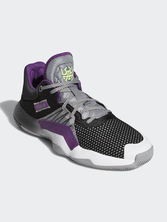 Adidas D.O.N. Issue #1 cu talpă joasă Pantofi de baschet Gri Trei / Negru / Negru De Bază / Violet Strălucitor