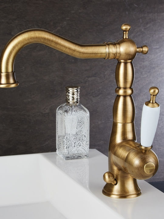 Bugnatese Oxford Mixing Tall Sink Faucet Retro Bronze White