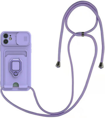 Bodycell Multifunction Plastic Back Cover with Strap and Credit Card Holder Purple (Galaxy S22 Ultra 5G)