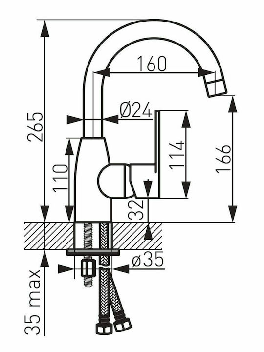 Ferro Algeo Mixing Tall Sink Faucet Black