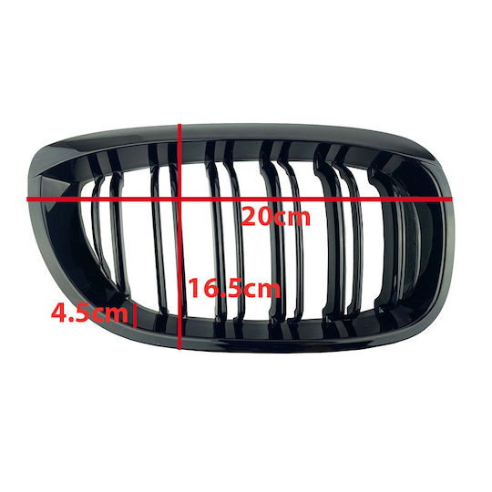 Carner Καρδιές Μάσκας με Διπλή Γρίλια για BMW 3 E46 2003-2006 M4 Look Μαύρο Γυαλιστερό 2τμχ