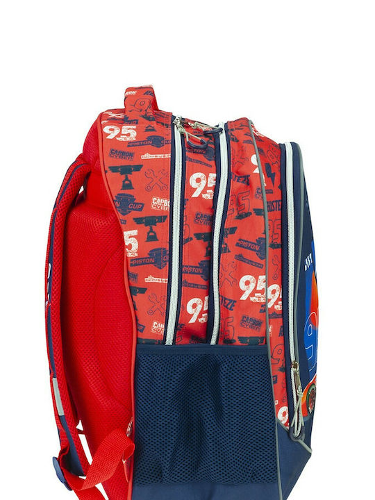 Gim Cars McQueen Schulranzen Rucksack Grundschule Rot mit Flaschenhalter 27Liter