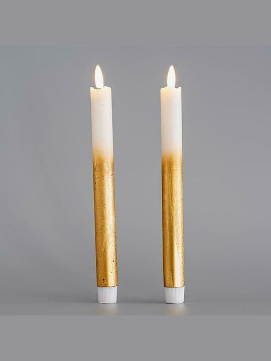 Eurolamp Christmas Gold Battery Candle 24x2.2cm 2pcs