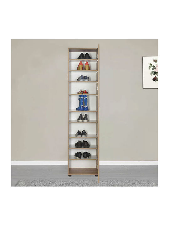 Flat Wooden Shoe Organizer with 10 Shelves Tori 45x36x187cm