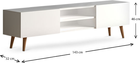 TV-Möbel Hölzernes Plane White L150xB32xH46cm
