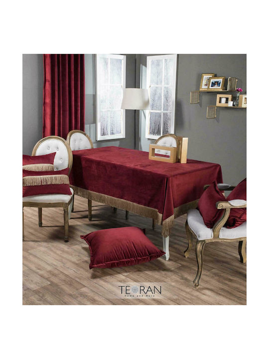 Teoran Decorative Pillow Case Velvet With Tassels 10 Bordo 45x45cm.