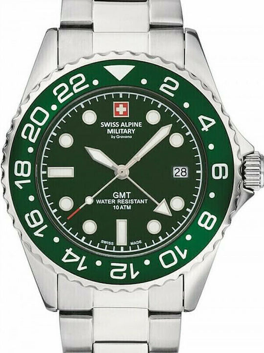 Swiss Alpine Military by Grovana Men's Watch 42mm Battery with Silver Metal Bracelet