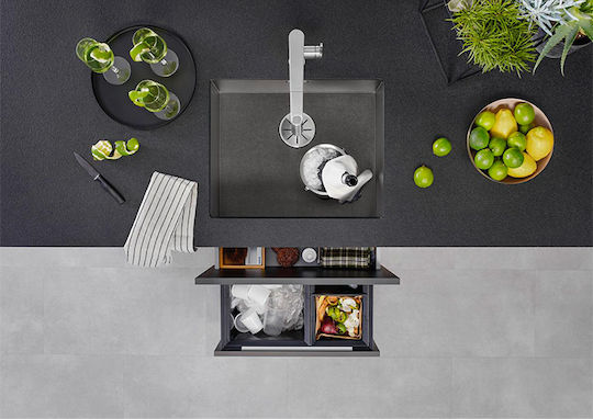 Blanco Zerox 500-U Ένθετος Νεροχύτης Inox Σατινέ Μ54xΠ44cm Dark Steel