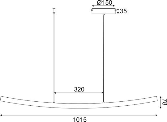 Aca Naava Κρεμαστό Φωτιστικό Λευκό LED Ράγα 102x15x110εκ.