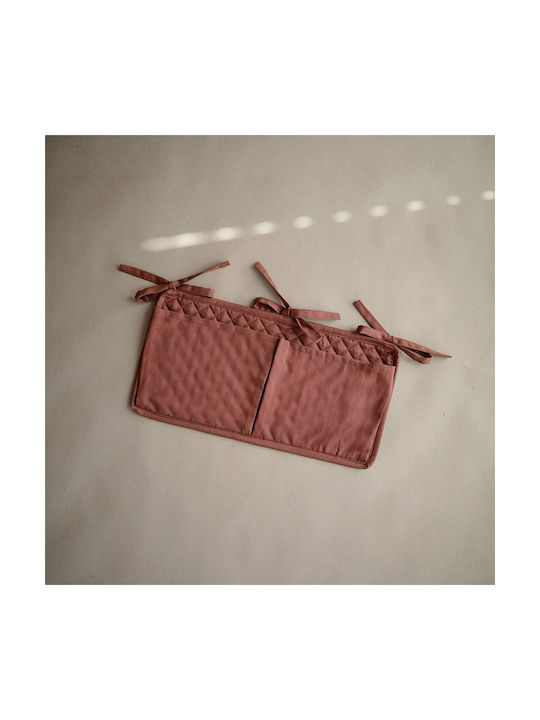Mushie Nursery Storage Basket Crib Bumper Cognac Burgundy