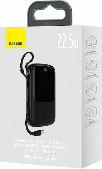 Baseus QPOW Pro Power Bank 10000mAh 22.5W с USB-A порт и USB-C порт Power Delivery / Бързо зареждане 3.0 Черен