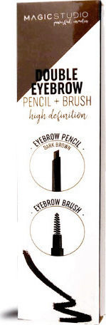 Magic Studio Double Eyebrow Pencil & Brush Μολύβι για Φρύδια Dark Brown