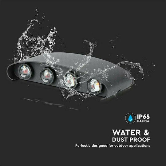 V-TAC Wall-Mounted Outdoor Ceiling Light LED IP65 7W with Warm White Light Double Beam 22x4.8x9εκ.